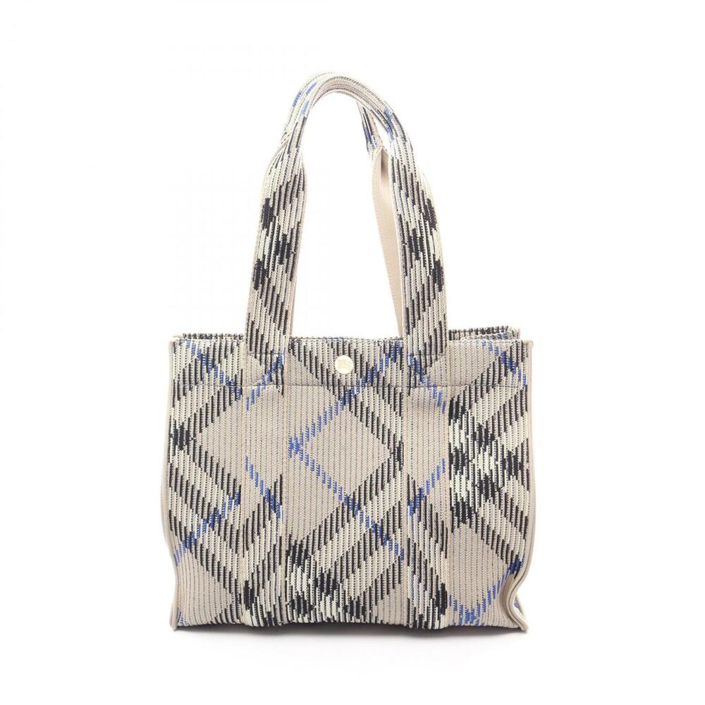 Burberry tote bag, handbag, fabric, women's, gray/multicolor.